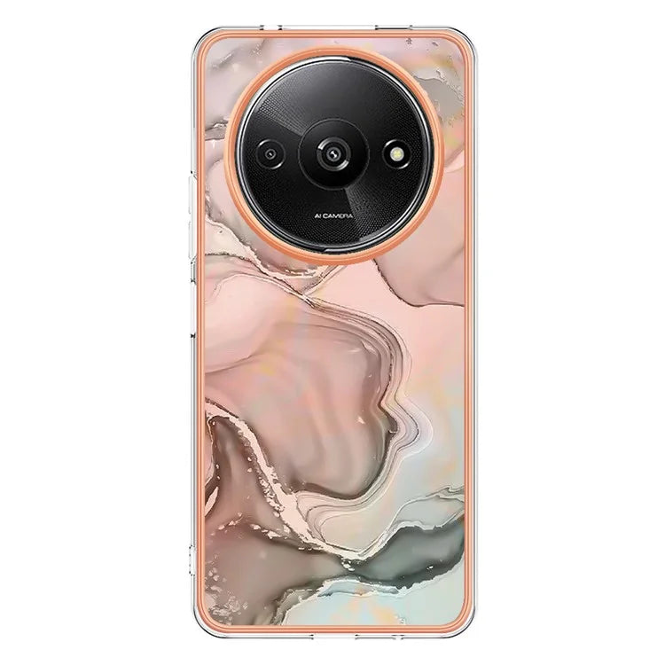 YB IMD Series-16 Style-E For Xiaomi Redmi A3 / Poco C61 4G Electroplating Case Marble Pattern 2.0mm TPU Phone Cover