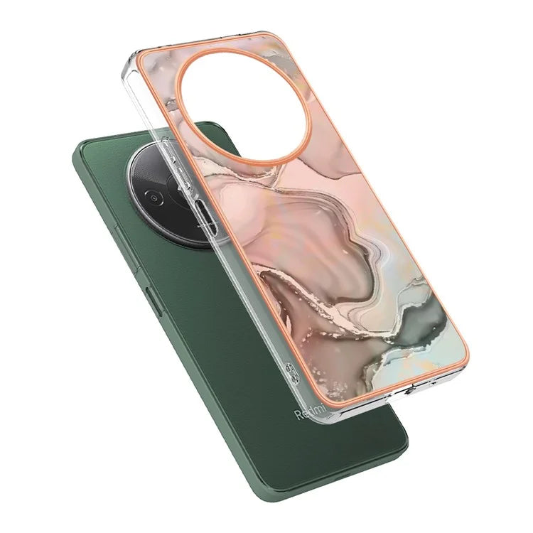YB IMD Series-16 Style-E For Xiaomi Redmi A3 / Poco C61 4G Electroplating Case Marble Pattern 2.0mm TPU Phone Cover