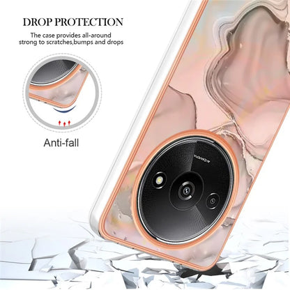 YB IMD Series-16 Style-E For Xiaomi Redmi A3 / Poco C61 4G Electroplating Case Marble Pattern 2.0mm TPU Phone Cover