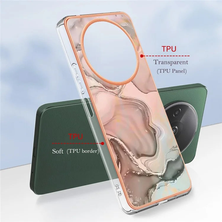 YB IMD Series-16 Style-E For Xiaomi Redmi A3 / Poco C61 4G Electroplating Case Marble Pattern 2.0mm TPU Phone Cover