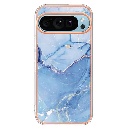 YB IMD Series-16 Style-E For Google Pixel 9 / Pixel 9 Pro TPU Marble Pattern Case Electroplating Edge Phone Cover