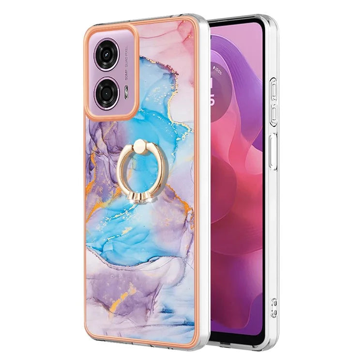 YB IMD Series-6 For Motorola Moto E14 4G / G04 4G / G04s 4G / G24 4G Case Electroplating Kickstand TPU Phone Cover