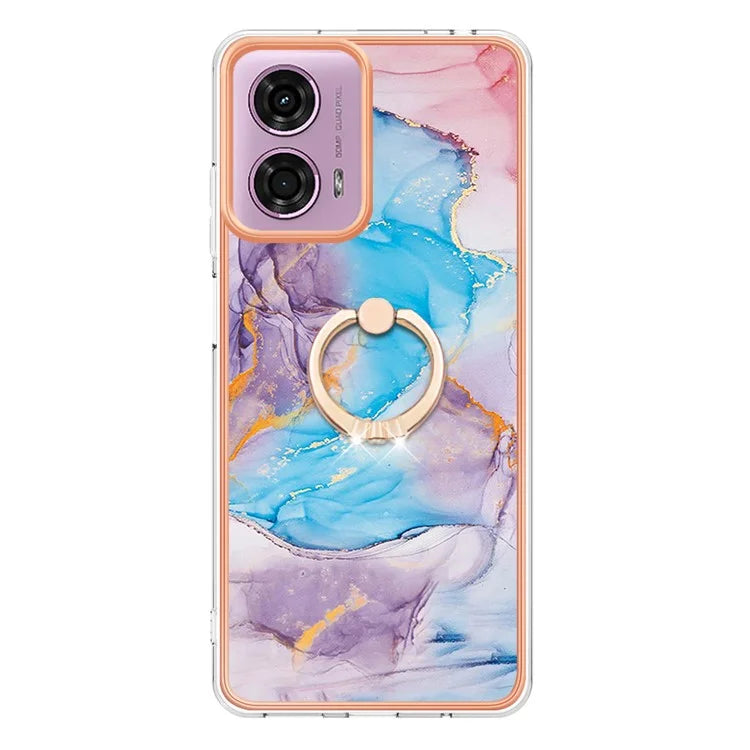 YB IMD Series-6 For Motorola Moto E14 4G / G04 4G / G04s 4G / G24 4G Case Electroplating Kickstand TPU Phone Cover