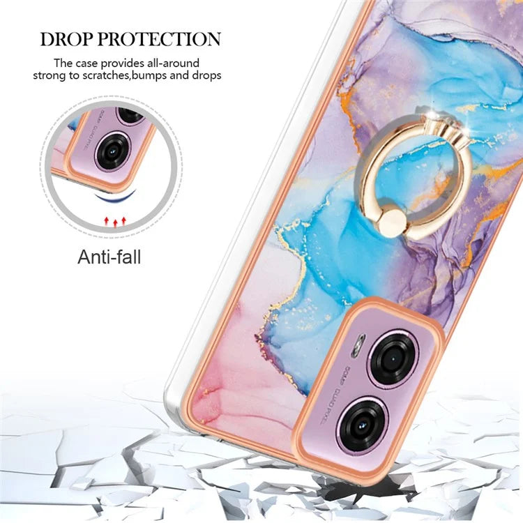 YB IMD Series-6 For Motorola Moto E14 4G / G04 4G / G04s 4G / G24 4G Case Electroplating Kickstand TPU Phone Cover