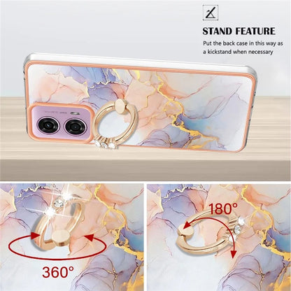 YB IMD Series-6 For Motorola Moto E14 4G / G04 4G / G04s 4G / G24 4G Case Electroplating Kickstand TPU Phone Cover