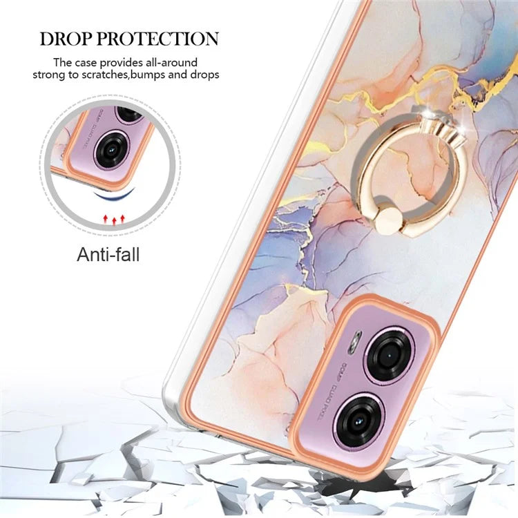 YB IMD Series-6 For Motorola Moto E14 4G / G04 4G / G04s 4G / G24 4G Case Electroplating Kickstand TPU Phone Cover