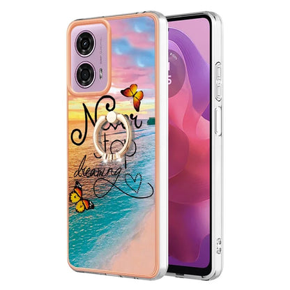 YB IMD Series-6 For Motorola Moto E14 4G / G04 4G / G04s 4G / G24 4G Case Electroplating Kickstand TPU Phone Cover