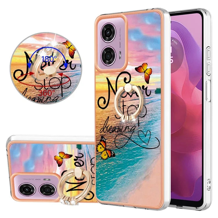 YB IMD Series-6 For Motorola Moto E14 4G / G04 4G / G04s 4G / G24 4G Case Electroplating Kickstand TPU Phone Cover