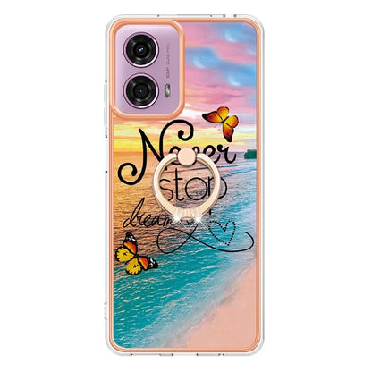 YB IMD Series-6 For Motorola Moto E14 4G / G04 4G / G04s 4G / G24 4G Case Electroplating Kickstand TPU Phone Cover
