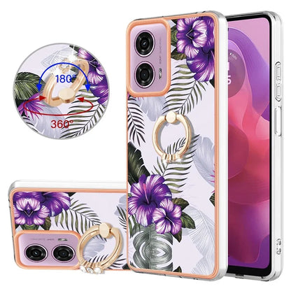 YB IMD Series-6 For Motorola Moto E14 4G / G04 4G / G04s 4G / G24 4G Case Electroplating Kickstand TPU Phone Cover
