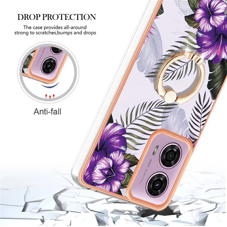 YB IMD Series-6 For Motorola Moto E14 4G / G04 4G / G04s 4G / G24 4G Case Electroplating Kickstand TPU Phone Cover