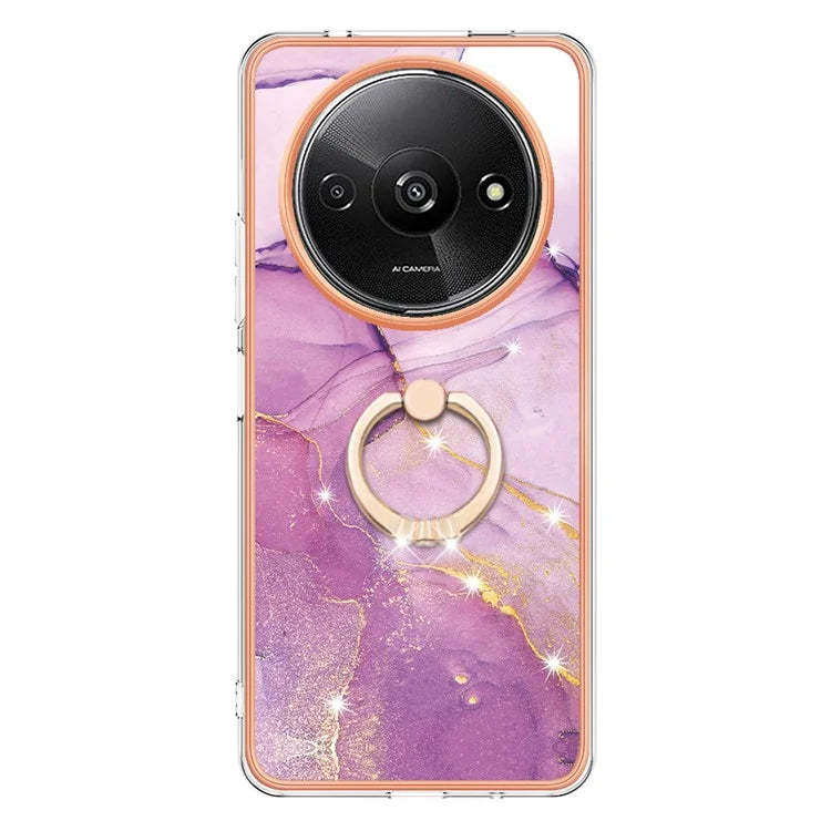 YB IMD Series-10 For Xiaomi Redmi A3 / Poco C61 4G Case Kickstand TPU Cover Electroplating Design