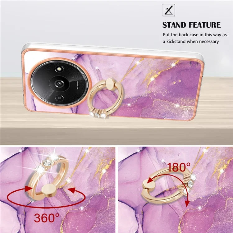 YB IMD Series-10 For Xiaomi Redmi A3 / Poco C61 4G Case Kickstand TPU Cover Electroplating Design