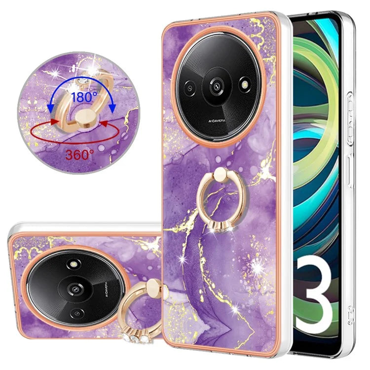 YB IMD Series-10 For Xiaomi Redmi A3 / Poco C61 4G Case Kickstand TPU Cover Electroplating Design