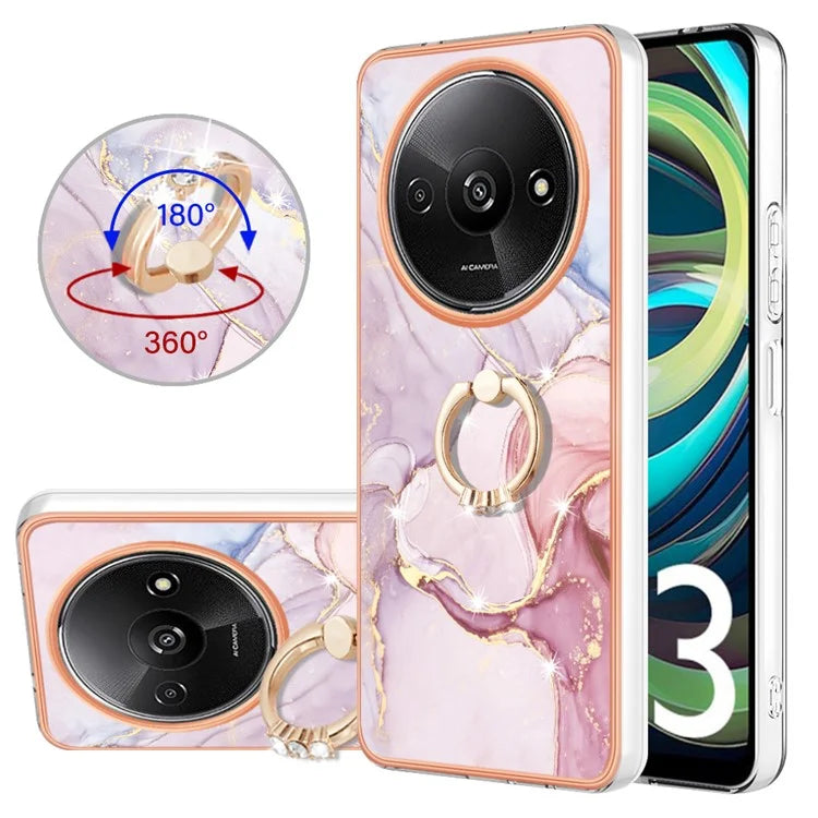 YB IMD Series-10 For Xiaomi Redmi A3 / Poco C61 4G Case Kickstand TPU Cover Electroplating Design