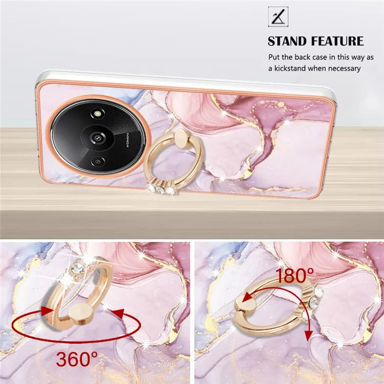 YB IMD Series-10 For Xiaomi Redmi A3 / Poco C61 4G Case Kickstand TPU Cover Electroplating Design