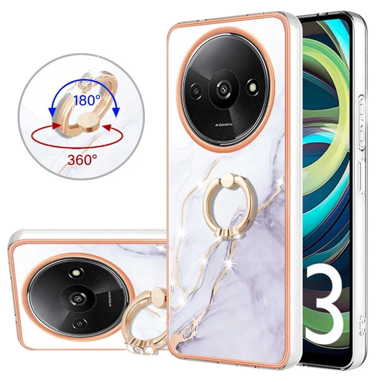 YB IMD Series-10 For Xiaomi Redmi A3 / Poco C61 4G Case Kickstand TPU Cover Electroplating Design