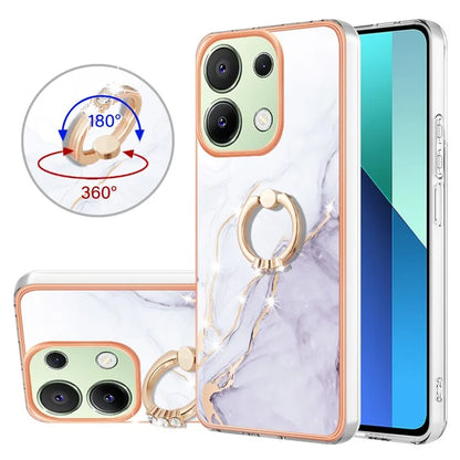 YB IMD Series-10 For Xiaomi Redmi Note 13 4G TPU Phone Case Marble Pattern Shell with Kickstand