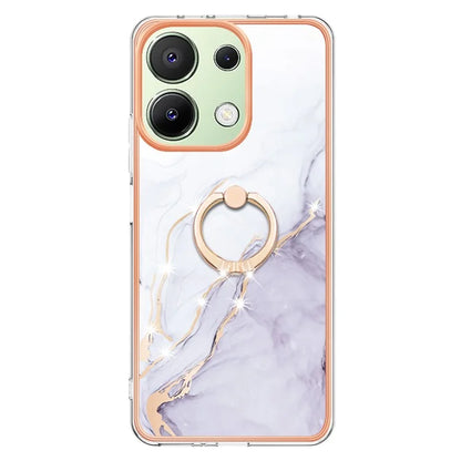 YB IMD Series-10 For Xiaomi Redmi Note 13 4G TPU Phone Case Marble Pattern Shell with Kickstand