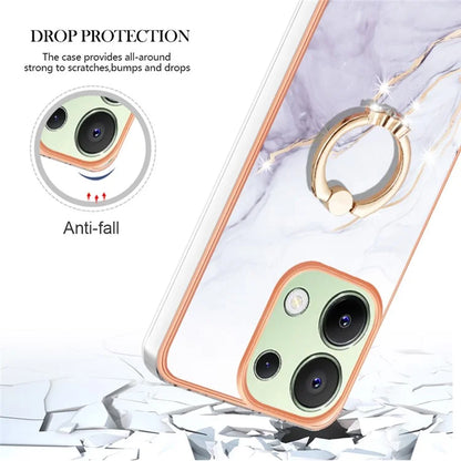YB IMD Series-10 For Xiaomi Redmi Note 13 4G TPU Phone Case Marble Pattern Shell with Kickstand