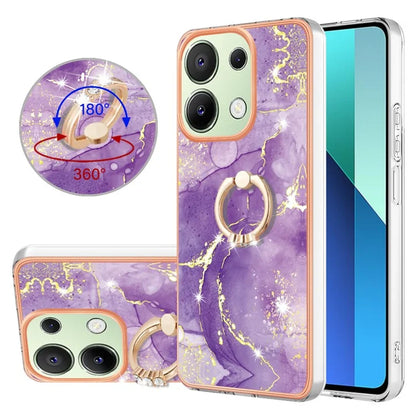 YB IMD Series-10 For Xiaomi Redmi Note 13 4G TPU Phone Case Marble Pattern Shell with Kickstand