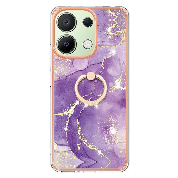 YB IMD Series-10 For Xiaomi Redmi Note 13 4G TPU Phone Case Marble Pattern Shell with Kickstand