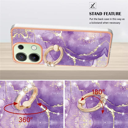 YB IMD Series-10 For Xiaomi Redmi Note 13 4G TPU Phone Case Marble Pattern Shell with Kickstand
