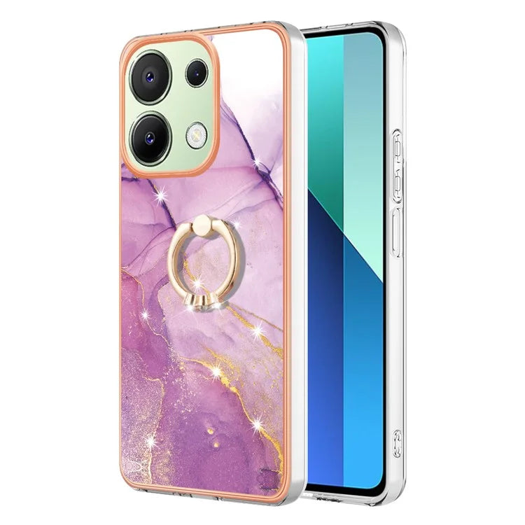 YB IMD Series-10 For Xiaomi Redmi Note 13 4G TPU Phone Case Marble Pattern Shell with Kickstand