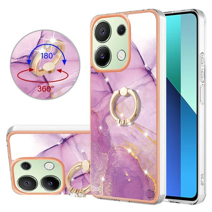 YB IMD Series-10 For Xiaomi Redmi Note 13 4G TPU Phone Case Marble Pattern Shell with Kickstand