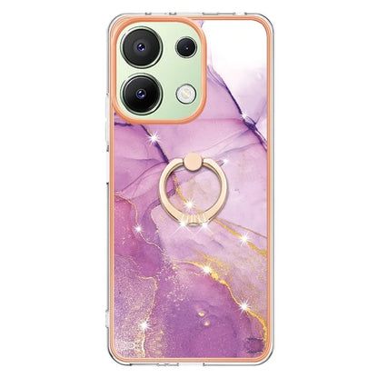 YB IMD Series-10 For Xiaomi Redmi Note 13 4G TPU Phone Case Marble Pattern Shell with Kickstand