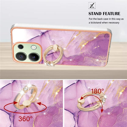 YB IMD Series-10 For Xiaomi Redmi Note 13 4G TPU Phone Case Marble Pattern Shell with Kickstand