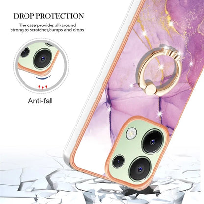 YB IMD Series-10 For Xiaomi Redmi Note 13 4G TPU Phone Case Marble Pattern Shell with Kickstand