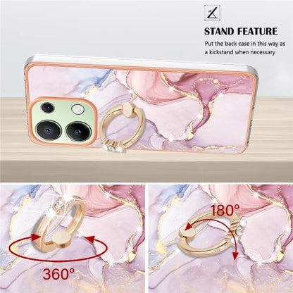 YB IMD Series-10 For Xiaomi Redmi Note 13 4G TPU Phone Case Marble Pattern Shell with Kickstand