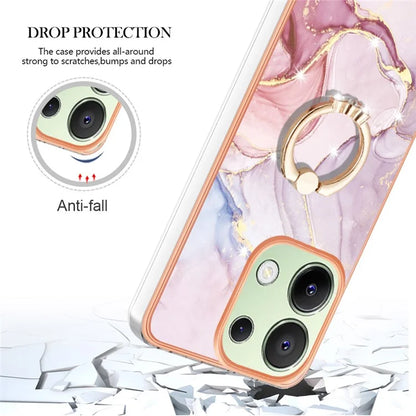 YB IMD Series-10 For Xiaomi Redmi Note 13 4G TPU Phone Case Marble Pattern Shell with Kickstand