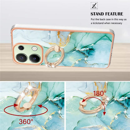 YB IMD Series-10 For Xiaomi Redmi Note 13 4G TPU Phone Case Marble Pattern Shell with Kickstand