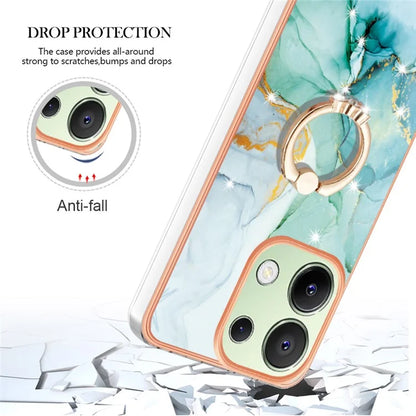 YB IMD Series-10 For Xiaomi Redmi Note 13 4G TPU Phone Case Marble Pattern Shell with Kickstand