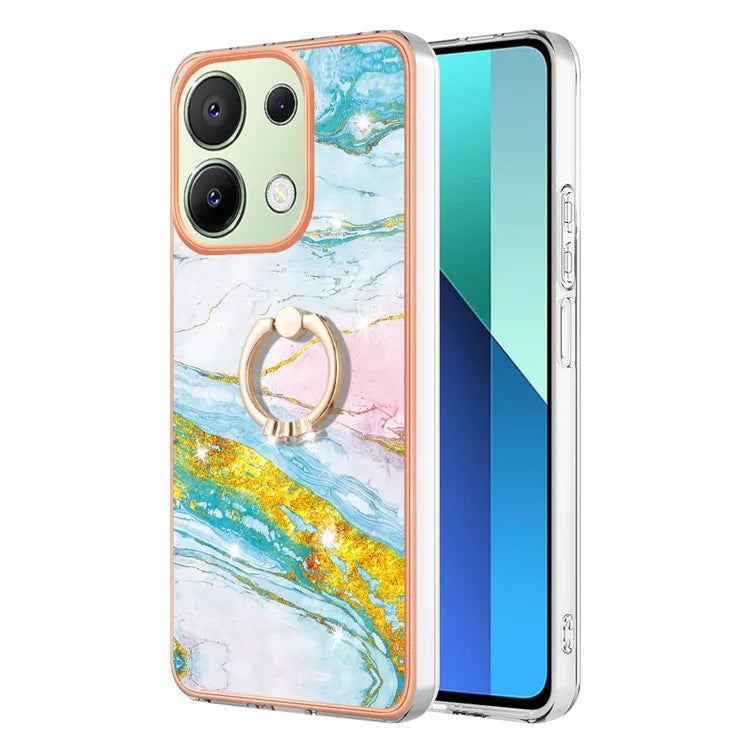 YB IMD Series-10 For Xiaomi Redmi Note 13 4G TPU Phone Case Marble Pattern Shell with Kickstand