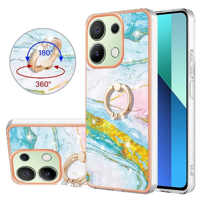 YB IMD Series-10 For Xiaomi Redmi Note 13 4G TPU Phone Case Marble Pattern Shell with Kickstand