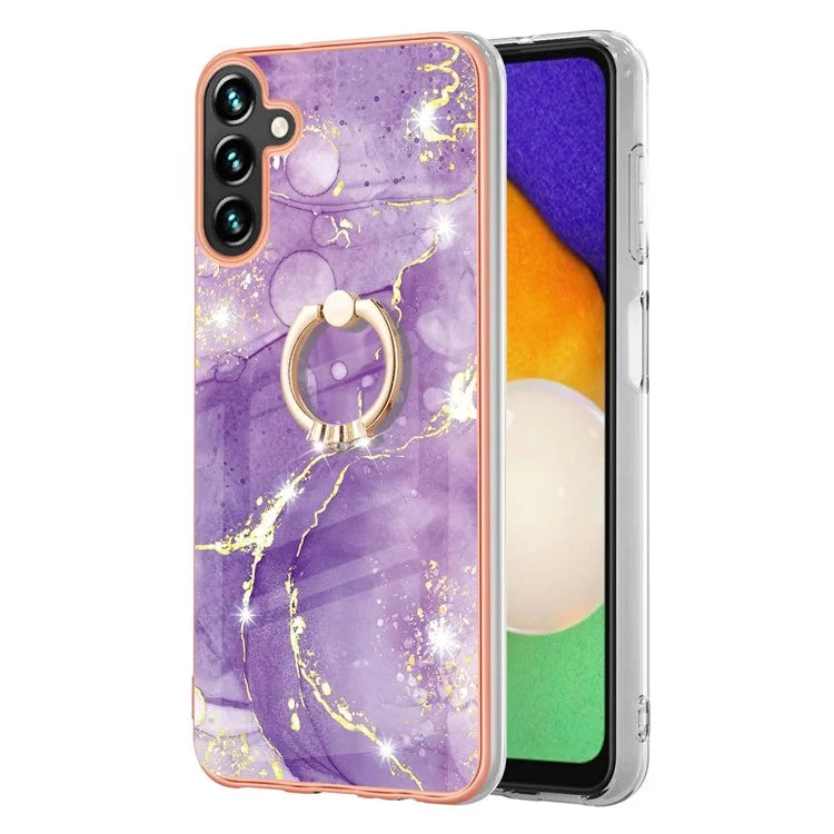 YB IMD Series-10 For Samsung Galaxy A35 5G TPU Case Electroplating Kickstand Phone Cover