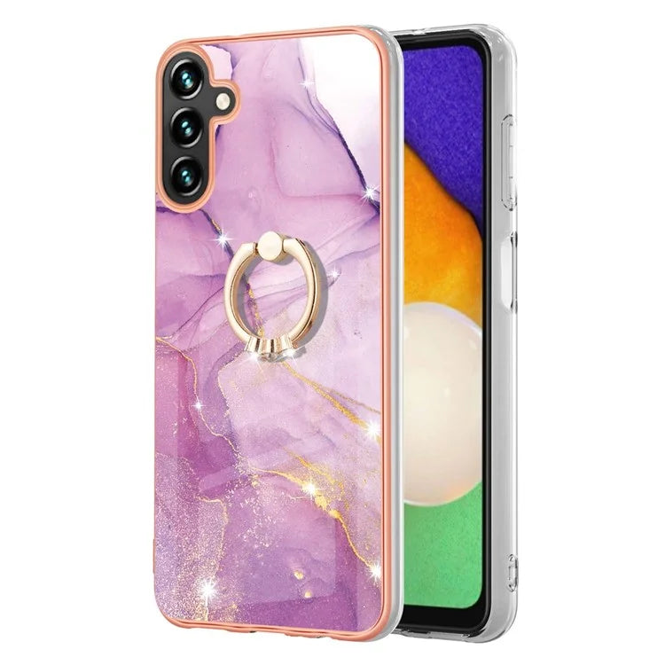 YB IMD Series-10 For Samsung Galaxy A35 5G TPU Case Electroplating Kickstand Phone Cover