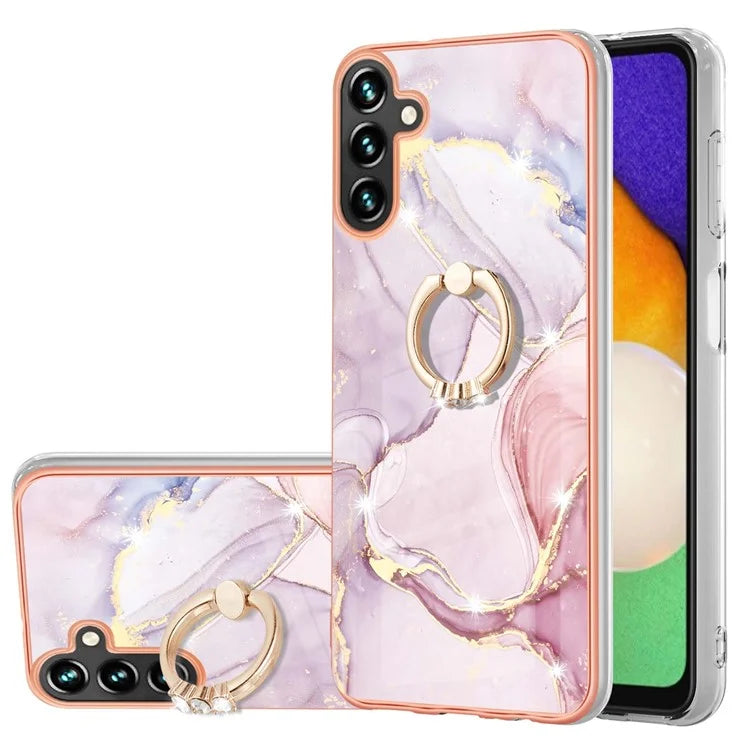 YB IMD Series-10 For Samsung Galaxy A35 5G TPU Case Electroplating Kickstand Phone Cover