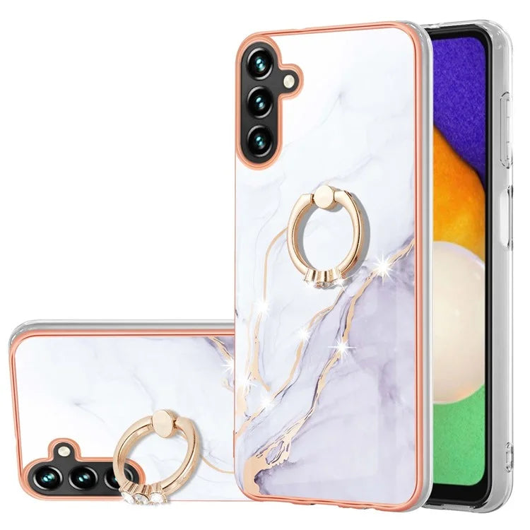 YB IMD Series-10 For Samsung Galaxy A35 5G TPU Case Electroplating Kickstand Phone Cover