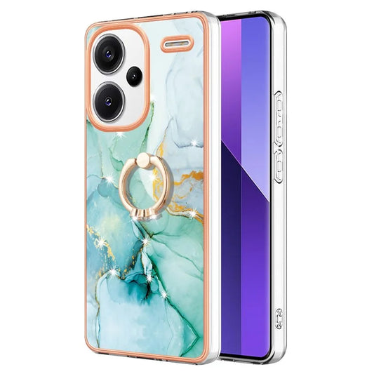 YB IMD Series-10 For Xiaomi Redmi Note 13 Pro+ 5G Kickstand Case Marble Pattern TPU Electroplated Phone Cover