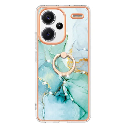 YB IMD Series-10 For Xiaomi Redmi Note 13 Pro+ 5G Kickstand Case Marble Pattern TPU Electroplated Phone Cover