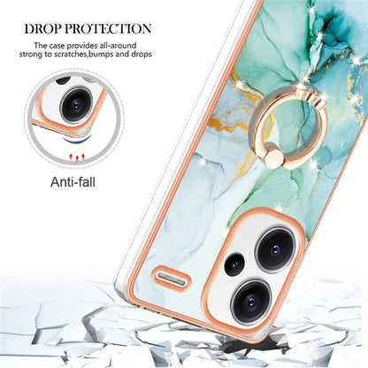 YB IMD Series-10 For Xiaomi Redmi Note 13 Pro+ 5G Kickstand Case Marble Pattern TPU Electroplated Phone Cover