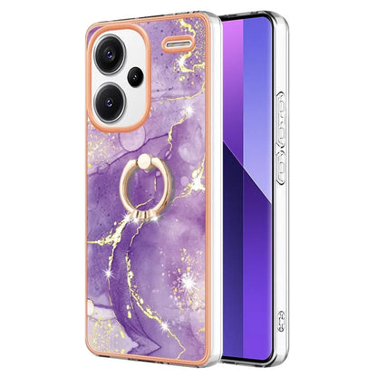 YB IMD Series-10 For Xiaomi Redmi Note 13 Pro+ 5G Kickstand Case Marble Pattern TPU Electroplated Phone Cover