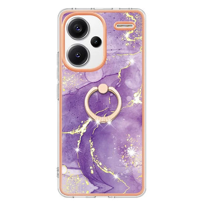 YB IMD Series-10 For Xiaomi Redmi Note 13 Pro+ 5G Kickstand Case Marble Pattern TPU Electroplated Phone Cover