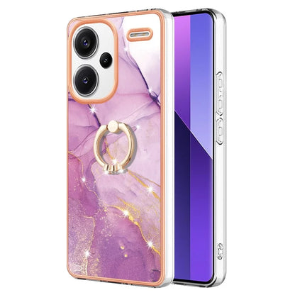 YB IMD Series-10 For Xiaomi Redmi Note 13 Pro+ 5G Kickstand Case Marble Pattern TPU Electroplated Phone Cover
