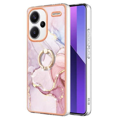 YB IMD Series-10 For Xiaomi Redmi Note 13 Pro+ 5G Kickstand Case Marble Pattern TPU Electroplated Phone Cover