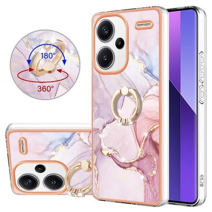 YB IMD Series-10 For Xiaomi Redmi Note 13 Pro+ 5G Kickstand Case Marble Pattern TPU Electroplated Phone Cover